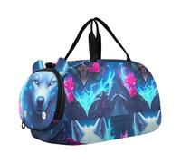 Vibrant Fire Dragon Digital Art Boys Carry on Duffel Pernottamento Weekender Duffel Ragazze Duffle Bags per Viaggi Bambini Duffle Bag, Bianco Lupo Blu Fuoco floreale, classico