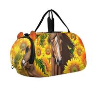 Vibrant Fire Dragon Digital Art Boys Carry on Duffel Pernottamento Weekender Duffel Ragazze Duffle Bags per Viaggi Bambini Duffle Bag, Girasoli vibranti per cavalli, classico