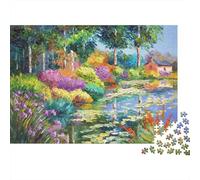 Vibrant Flower Garden Puzzles 1000 Pezzi Riciclato Pond Scene Senior Puzzles Accessori per Giochi di Festa Ottima Idea Regalo for Family And Friends Birthdays 52x38cm/1000Ps