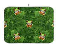 Vibrant Frog - Tappetino scolapiatti per bancone della cucina, 45,7 x 61 cm, reversibile, motivo: rana tropicale