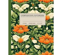 Vibrant Garden Floral Pattern Composition Notebook | Cheerful College-Ruled Notebook: Bold Orange Flowers on Deep Green Background | 110 Pages | 7.5" ... | Perfect for School, Work, or Personal Use