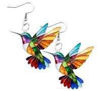 Vibrant HummingBird Di - Per Gocce Per Uccelli Acrilici, Gioielli Di Ispirazione Naturale Per Donne, Boho A Tema Animale Colorato, Regali Di Costumi Artistici
