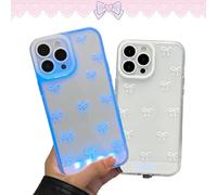 Vibrant Led Bow Phone Case, Designed Specifically For Women, Features A Built-In Colorful Led Light-Up Feature That Lights Up When A Call Comes In. Compatible For Iphone (White,for iPhone11pro)