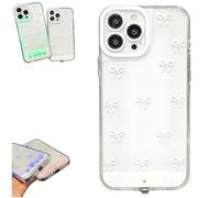 Vibrant LED Bowknot Phone Case,Built-in Colorful Incoming Call Light-Up Phone Cover,Cute Silicone Slim Shockproof Clear Protective Cover for iPhone 17/16/15/14 Plus Pro Max (White, for 15 Pro Max)