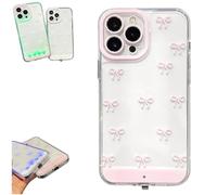 Vibrant LED Bowknot Phone Case,Built-in Colorful Incoming Call Light-Up Phone Cover,Cute Silicone Slim Shockproof Clear Protective Cover for iPhone 17/16/15/14 Plus Pro Max (Pink, for 17)