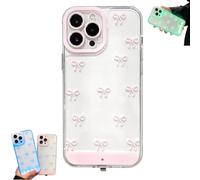 Vibrant LED Bowknot Phone Case, Built-in LED Glowing Phone Cover for Women, Incoming Call LED Flash Light-Up Case for iPhone 11/12/13/14/15/16/17 Pro/Pro Max/Plus (Pink,for iPhone 17 Pro Max)