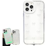 Vibrant Led Bowknot Phone Case for iPhone 17-11 Series, Luminous Coquette Style Light-Up Case, Slim Clear Shockproof LED Bowknot Protective Cases, Shockproof Full Protective Cover (White,16pro)