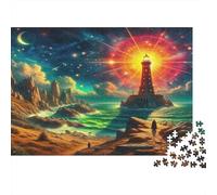 Vibrant Lighthouse by The Sea at Sunset Puzzle Impossibili 1000 Pezzi Decorazione Per La Casa. Rilassamento E Intelligence Per Adulti E Bambini Da 12 Anni 70x50cm/1000pcs