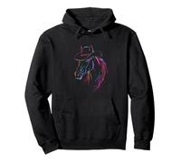 Vibrant Line Art Cavallo con Cappello Western Outline Felpa con Cappuccio