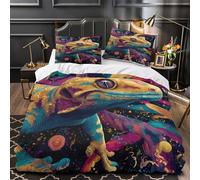 Vibrant Lizard Copripiumino 3 Pezzi stampa di 3D microfibra morbida con cerniera fantasy Surreal Set Di Copripiumino cerniera ariosa traspirante for ragazzi Super king（260x220cm）