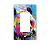 Vibrant Panda Bear Placca di protezione per interruttore, multicolore Pop Art per accenti da parete, piastre da parete termoplastiche, dimensioni standard singolo a dondolo