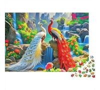 Vibrant Peacock Surrounded by Floral Feathers Jigsaw Puzzle Impossibili 1000 Pezzi Decorazione Per La Casa. Giochi Rilassamento E Intelligence Per Adulti E Ragazzi Da 14 Anni 70x50cm/1000pcs