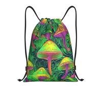 Vibrant Psychedelic Mushroom Pattern Digital Art Borsa Palestra Sacca da Palestra Regolabile Moda Borsa Sportiva per Spiaggia Donna Campeggio 36X42Cm
