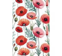 Vibrant Red Poppy Watercolor Journal: Bright & Cheerful Floral Notebook for Women, 6 x 9, 120 College Ruled Pages