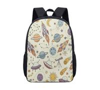 Vibrant Rocket Planet Space Zaino da 43 cm per bambini Galaxy Star Zaino per la scuola per ragazzi e ragazze Zaino da viaggio per lo spazio esterno, 02, L, Minimalista