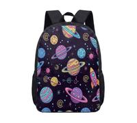 Vibrant Rocket Planet Space Zaino da 43 cm per bambini Galaxy Star Zaino per la scuola per ragazzi e ragazze Zaino da viaggio per lo spazio esterno, 05, L, Minimalista