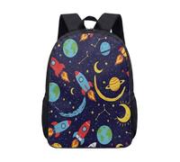 Vibrant Rocket Planet Space Zaino da 43 cm per bambini Galaxy Star Zaino per la scuola per ragazzi e ragazze Zaino da viaggio per lo spazio esterno, 14, L, Minimalista