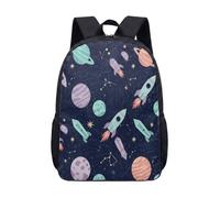 Vibrant Rocket Planet Space Zaino da 43 cm per bambini Galaxy Star Zaino per la scuola per ragazzi e ragazze Zaino da viaggio per lo spazio esterno, 01, L, Minimalista