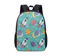 Vibrant Rocket Planet Space Zaino da 43 cm per bambini Galaxy Star Zaino per la scuola per ragazzi e ragazze Zaino da viaggio per lo spazio esterno, 08, L, Minimalista