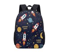 Vibrant Rocket Planet Space Zaino da 43 cm per bambini Galaxy Star Zaino per la scuola per ragazzi e ragazze Zaino da viaggio per lo spazio esterno, 12, L, Minimalista
