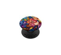 Vibrant Stained Glass Colorful Floral Pattern PopSockets PopGrip Adesivo