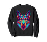 Vibrante Geometrico Testa di Lupo Astratto Canine Felpa