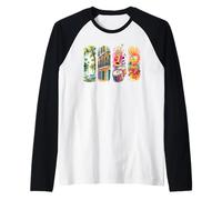 Vibrante New Orleans NOLA Jazz Crawfish Bayou Art Maglia con Maniche Raglan
