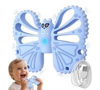Vibrating Sensory Chew Toy - Dual Effect: Teether Teething Toys for Babies 0 3 6 9 12 18 Months Supporting Autism & Toddler Travel Essentials, 1-2 Year Old Boys Girls Baby Gifts idea(blue)