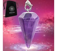 Vibratis Pendolo Esoterico Divinatorio di Radioestesia in AMETISTA e a Forma di CONO - Pendolo in Pietra di Ametista per Serenità, Concentrazione e Creatività [Soddisfatti o Rimborsati]