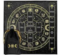Vibratis Tappeto Voyance con Stampa celtica e Tasca - Tappeto Oracle Nero per Carte e tarocchi divinatorio - Tovaglia d'altare 60 cm in Velluto per praticare la cartomanzia e Il Pendolo divinatorio