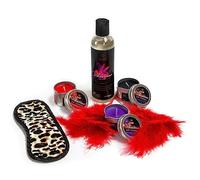 VIBRATISSIMO Set di candele Set S/M con lubrificante, maschera per gli occhi e piuma | Candele a bassa temperatura in tre colori | Candele a goccia per giochi erotici | Candele per massaggi