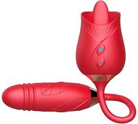 Vibratore 2 in 1 Stimolazione Clitoridea - Double-Ended con Lingua Licker e Ovetto a Spinta, Silicone Naturale, Doppio Motore, 10 Modalità, USB Ricaricabile, Impermeabile