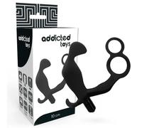 Vibratore Anale doppio anello Pene testicoli nero Dildo Plug