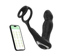 Vibratore con 9 modalità, massaggiatore prostatico, dildo con anello, stimolatore prostatico in silicone, dilatatore, con controllo remoto tramite app