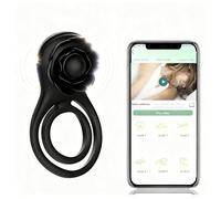 Vibratore Controllato via App 2-in-1 Anello Peniano e Scrotale per Coppie Stimolatore Clitorideo con 10 Modalità Telecomando tramite App Estremamente Rigido per Erezione e Allungamento USB N05-25