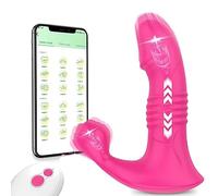 vibratore Controllo tramite app, vibratore con dildo spinto, Per Mutandine vibranti indossabili da donna, vibratore clitorideo, punto G, masturbazione, giocattolo sessuale (rosa, Cina)