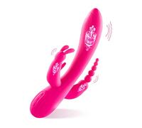 Vibratore di coniglio di tripla stimolazione per donne- Clitorale, G-Spot e Anal Play- 12 modalità di vibrazione- 3-in-1 Dildo Massager con triplo motore per un piacere potente- Impermeabili