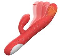 Vibratore di coniglio giocattolo sessuale per le donne Dildo a doppio motore portatile 10 velocità modalità vibranti Silicone ricaricabile impermeabile G Spot vibratori portatili per le donne Rosso