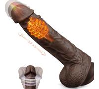 Vibratore dildo nero da 8,7 pollici, giocattolo sext per donne, vibratore per donne, giocattolo per adulti, 7 modalità di vibrazione + funzione di riscaldamento, consistenza realistica, forte ventosa
