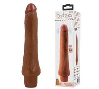 Vibratore dildo realistico anale vaginale vibrante marrone pene morbido con velocità regolabile 250 mm
