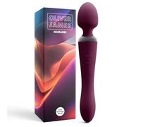Vibratore Doppio di Oliver James - Wand Massaggiante e Dildo Vibrante con 10 Modalità di Piacere, in Silicone Resistente all’Acqua, Giocattoli Sessuali per Coppie e Donne (Viola Intenso)