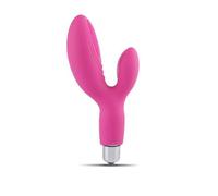 Vibratore doppio dildo fallo liscio vibrante vaginale anal clitoride in silicone
