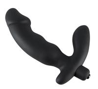 Vibratore doppio dildo realistico con stimolatore clitoride in silicone nero