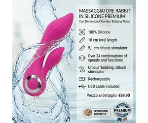 Vibratore lusso rabbit 18 cm vaginale Wild Orchid stimolatore clitoride USB IPX6