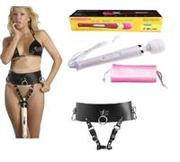 vibratore magic massage sex toy dildo BIANCO wand bacchetta + imbragatura