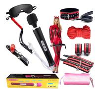 vibratore magic massage wand nero + set kit rosso nero dominazione sadomaso