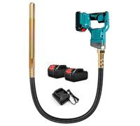 Vibratore per Calcestruzzo a Batteria, Vibratore da Costruzione Elettrico con Asta 1,2 m, Diametro 35mm, Vibratore per Cemento Portatile 2 Batterie da 21V e Caricabatterie per Strade, Tunnel, Ponti