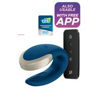 Vibratore per coppia vaginale anale in silicone massaggiatore Double Love Blue