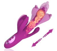Vibratore per Donna, Dildo Giocattolo Sessuale per Donne Coppie Giocattoli Sessuali con 10 Vibrazione+Telescopica Punto G Femminile e Doppio Clitoride, Ricaricabile USB Impermeabile Sexy Toys