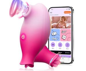 Vibratore per Donna Professionale Sextoys, 2-IN-1 Succhia Clitoride con 10 Modalità di Suzione e Leccamento, Controllo Tramite App, Stimolatore Clitorideo & Capezzoli, Regali Sex Toy per le Donne
